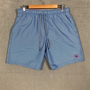 Ted Baker Atlantic Swim Trunks Men's 4/L Blue Geo Print Drawstring Lined Shorts